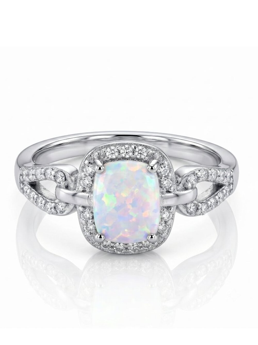 Opal ring, 925 Sterling Silver Charmed Aroma Opal Ring Collection
